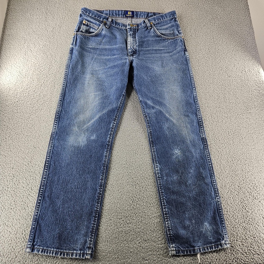 Wrangler‎ Jeans Mens 36x30 Blue 47MWZ Regular Fit Distressed Worn Faded Work
